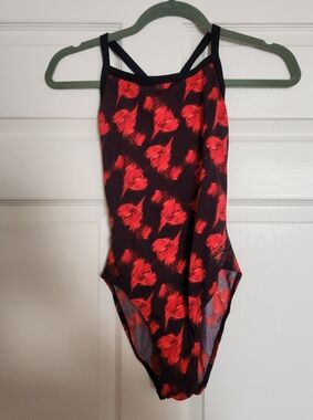 Arena Red And Black Racing Swimsuit Size 30